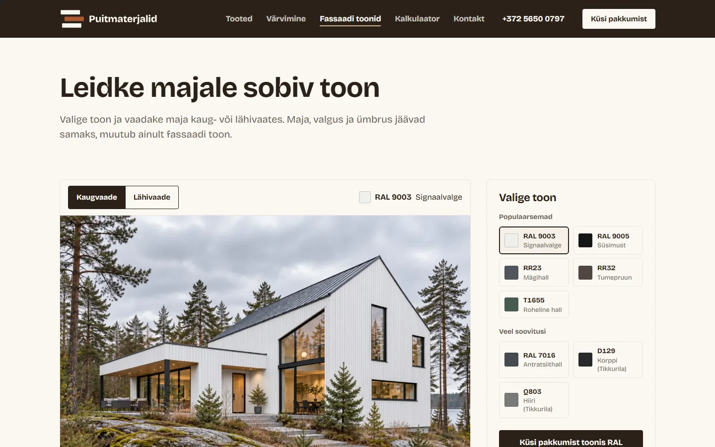 Fassaadi visualiseerija: maja pilt valitud tooniga